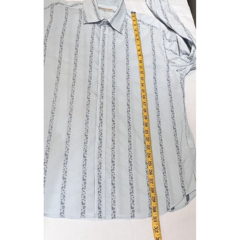 Ted Baker Slim Fit Mens Button Up Shirt Cotton Blend Size 6 2XL Blue Floral - Picture 6 of 15